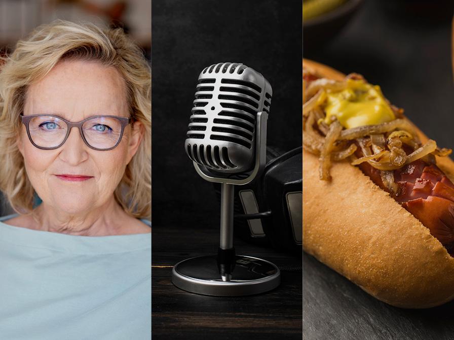 Tine Gøtzsche, gammel mikrofon og en hotdog